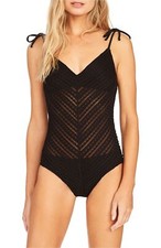 Robin Piccone 183013 Carly One-Piece Swimsuit SZ 6 Black
