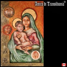 sacred religious art painting church modern icons woman madonna jesus child hand