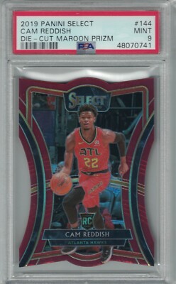 PSA Mint 9 2019 Panini Select Cam Reddish Maroon Die Cut Prizm Rookie Card /175
