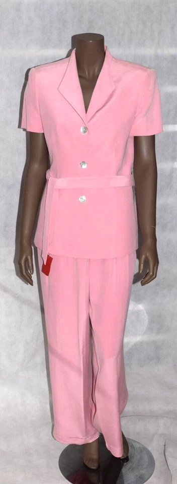 Traje pantalón mujer, talla 10P, Jones New York, seda, rosa claro, nuevo con etiquetas Foto 2 de 4