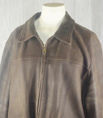 Urban Cowboy Men's XL Leather Jacket Coat Brown Full Zip Quilted