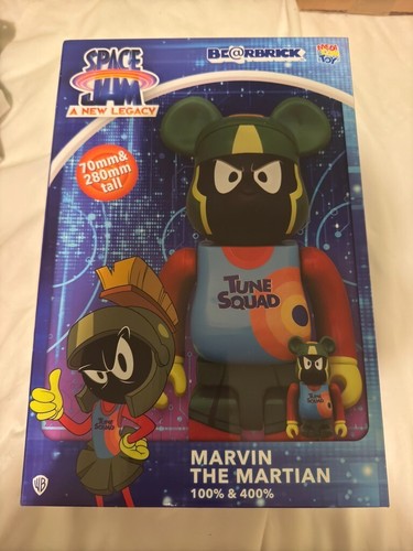 BEARBRICK MEDICOM Space Jam New Legacy MARVIN THE MARTIAN 100% & 400% 2021
