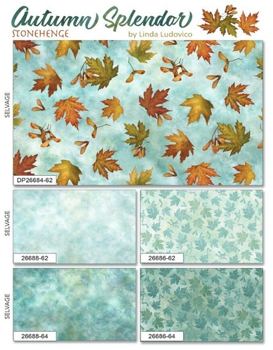 Northcott - Autumn Splendor - Tonal Leaves - Light Teal, Fabric BTY - Picture 5 of 10