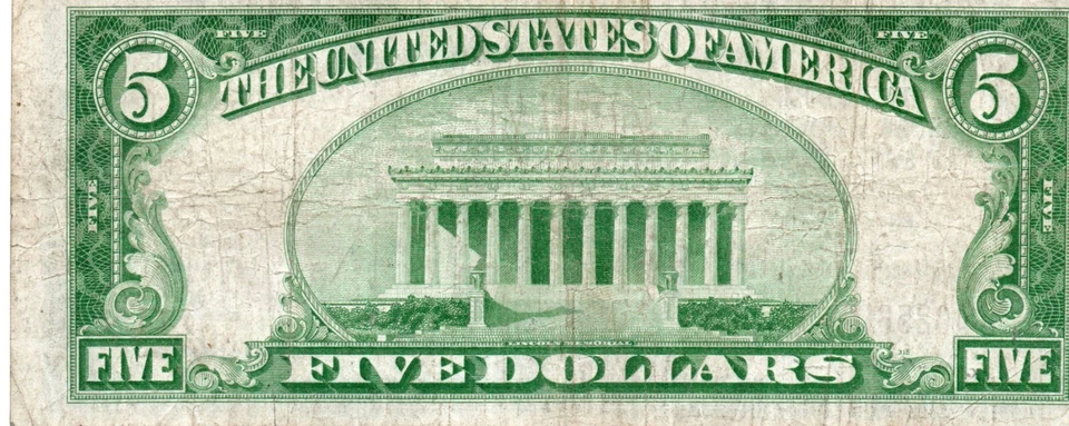 1929- $5 NOTE, AQUIDNECK NATIONAL EXCHANGE BANK & SAVINGS COMPANY, NEWPORT, R.I. - Image 2 of 2