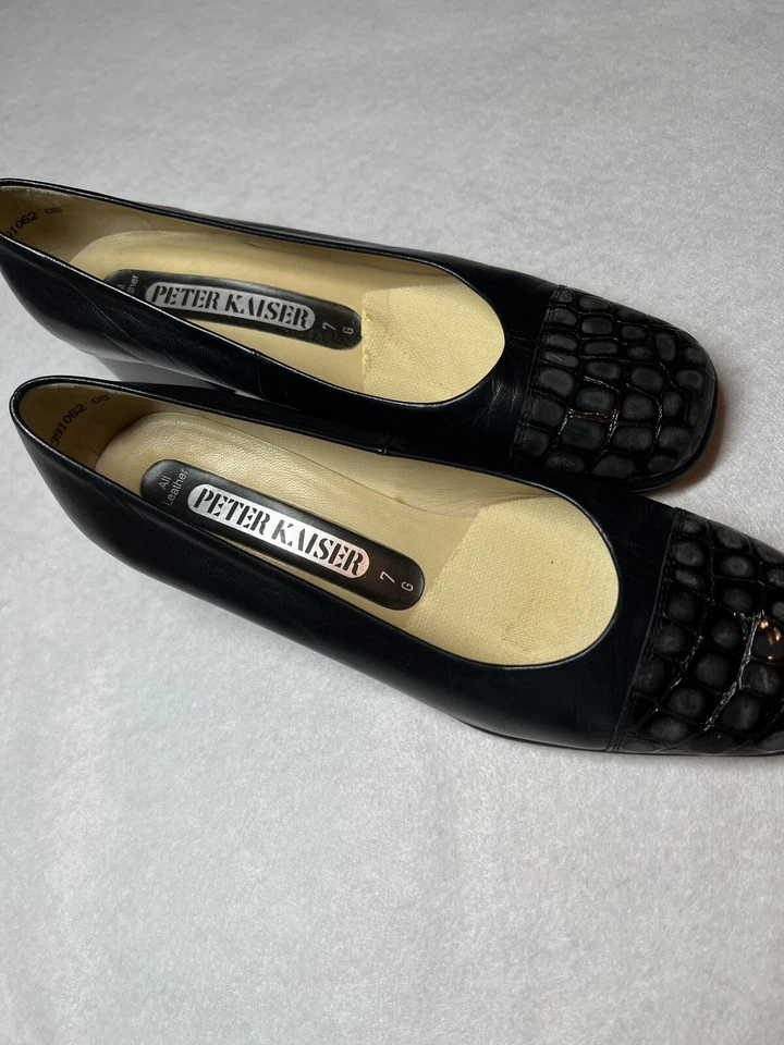 Zapatos sin cordones PETER KAISER Puntera Bloque Tacones Bajos Talla 7 Alemania Foto 2 de 4