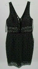 Blondie Nites Black Lace Plunging Bodycon Mini Dress JUNIORS TEENS Size 5