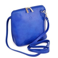 NEW VERA PELLE BLUE GENUINE ITALIAN HARD LEATHER,TOP ZIP, CROSSBODY,SHOULDEBAG