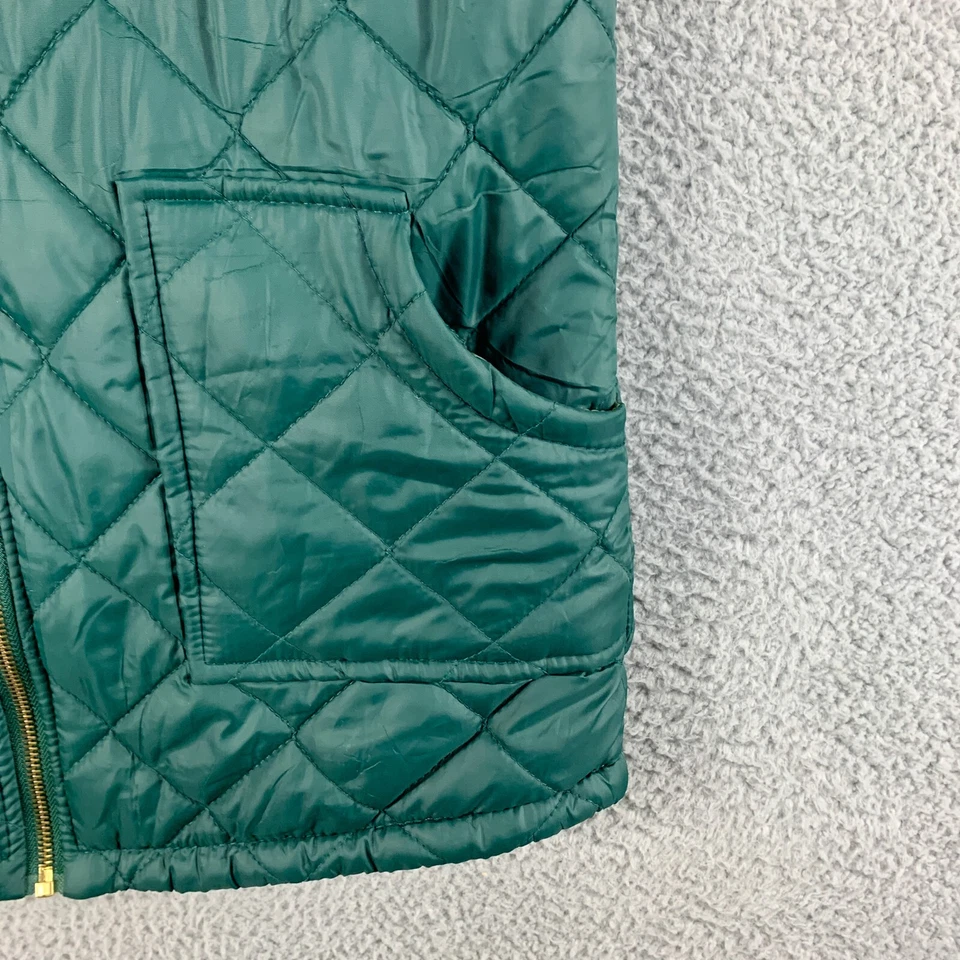 Lexi York Reversible Vest Womens Small Green Blue Quilted Fleece Outdoor Zipper - Image 4 of 4