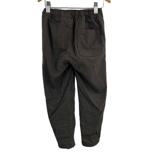 Zara Kids Dress Pant Brown Micro Check Elastic Waist Pull On Pants 4-5 Years - Picture 3 of 7