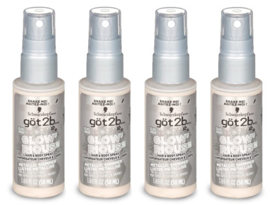 Got2b Glow Rious, Metallic Shimmer, Silver, Hair & Body Spray, 1.69 oz (4 Pack)