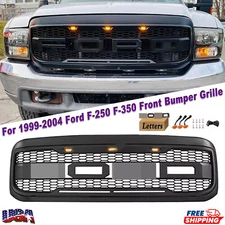 For 1999-2004 Ford F-250 F-350 Front Bumper Grille Hood Raptor Style Matte Black