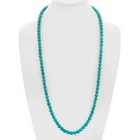 Super Long Lab Created Turquoise Bead Ball Necklace Ladies 30 Inch Necklace