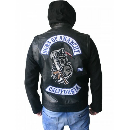 Sons of Anarchy Jax Teller Leather Jacket Hoodie Black Leather