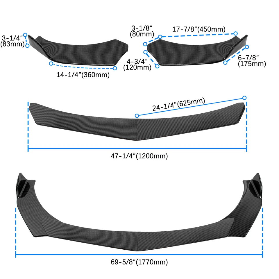 Fibra de carbono parachoques delantero coche divisor de labios alerón varillas de puntal para Mercedes Benz Foto 2 de 4