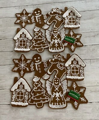 Sleigh Bell Bistro Christmas Gingerbread Cookie Cutout Placemats 18”x13” Set 2