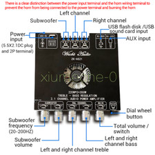 ZK-AS21 TPA3255 2.1CH Bluetooth Digital Audio Power Amplifier Board 220WX2 350W