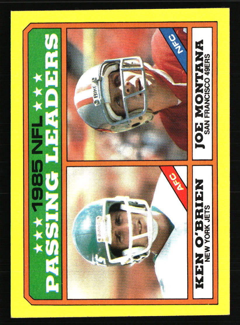 Ken O'Brien / Joe Montana 1986 Topps #225b FOOTBALL Card