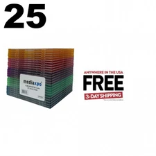 25 SLIM ASSORTED Color CD Jewel Cases **1-3 DAYS