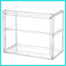 2 Tiers Clear Display Case for Figures, Acrylic Storage Organizers Box with M...