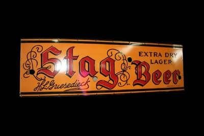 PORCELAIN STAG BEER ENAMEL NEON SKIN SIGN 60X18 INCHES