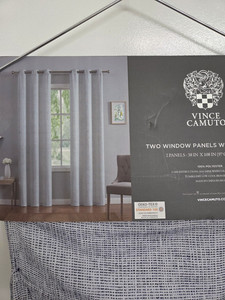 Vince Camuto 2 Textured Gray/White Grommet Light Filtering Panels 38x108