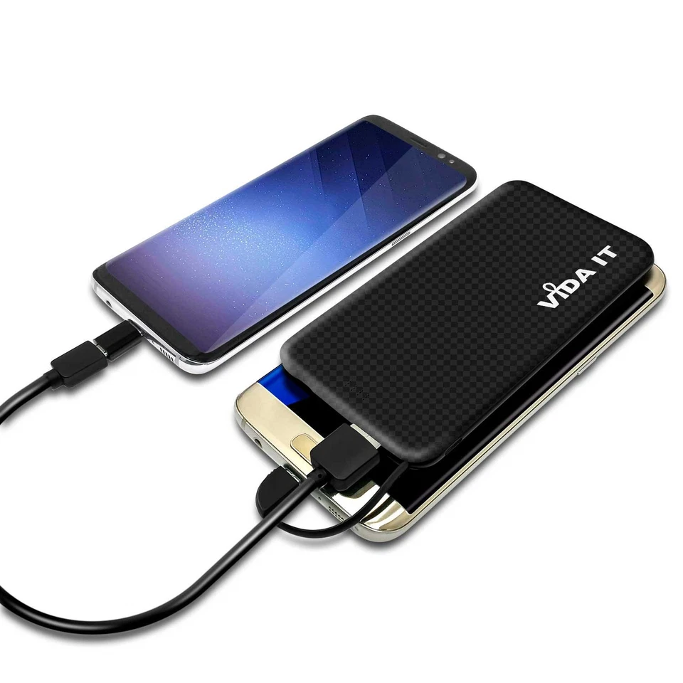 Dual USB Zusatzakku Powerbank Externer Akku Ladegerät LED mit Integriertes Kabel - Bild 2 von 4