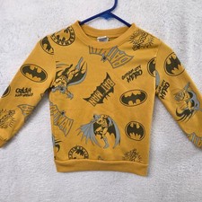 Kids Batman Graphic Print Long Sleeve Sweatshirt Yellow Size 6 DC Comics