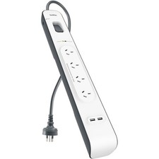 Belkin 4-Outlet Surge Protector Powerboard with 2Meter Lead 2 x USB Charging Por