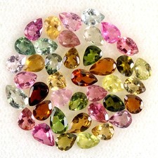 Pear Natural Unheated Multi Color Tourmaline 40pcs 4.98ct 4.5x3mm Lot Gemstone