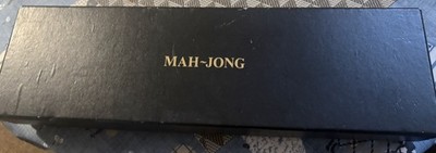 Vintage Mahjong Set 144 Kunststoffrückenfliesen schwarz langer Koffer komplett mit Racks