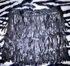 🔥Fransen Mini Rock Pu Leder 3 Lagig Seitlicher Reißverschluss Mit Knopf 38