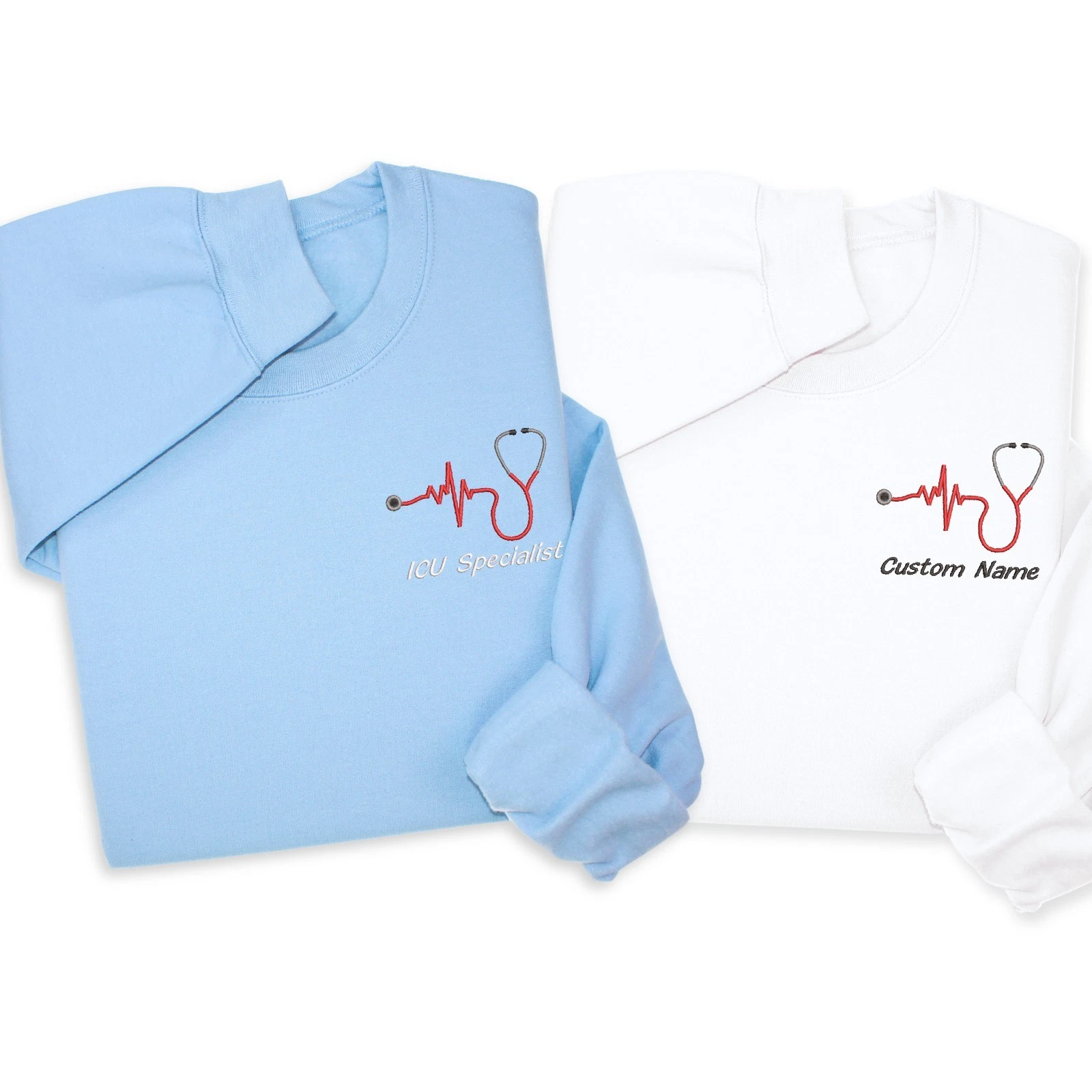 Personalized Nurse Hoodie & 1/4 Zip, Heartbeat Embroidery, Medical Gift