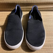 ROTHY'S US 8 THE Original Slip On .SNEAKER BLACK BLUE LUXURY SHOES Deck Shoes