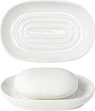 Ceramic Soap Dish,with Raised Center to Keep Soap Dry  - A Quick-Drying Soap