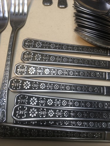 Interpur Flatware FLORENZ 8 Petal Flower Stainless Japan Vintage MCM - Lot of 50 - Picture 13 of 16