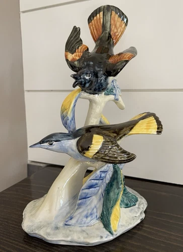 Vintage Stangl Pottery Birds #3490 Double Redstarts Hand Painted Bird Figurine