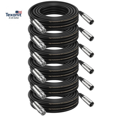 XLR Cable 25Ft 6 Pack - 3 Pins Balanced XLR Microphone Cable Standard Male to Fe