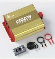 1500W Pure Sine Inverter 12V DC to 120V AC w/ Remote, LCD, USB 3 Outlets