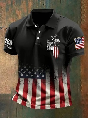 250th Anniversary Polo Shirt 1776-2026, American Flag Polo Men, Patriotic Shirt