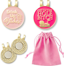 Funny Golf Ball Marker Accessories - 2pcs Markers with 2pcs Magnetic Hat Clip...