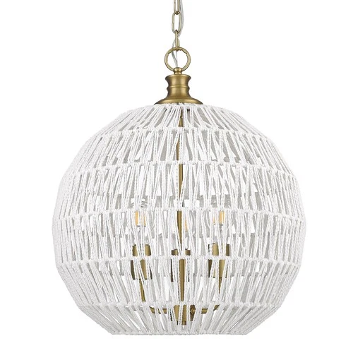 Golden Lighting 6933-3P Florence 3 Light 19"W Cage Pendant - Brushed Champagne - Picture 4 of 12