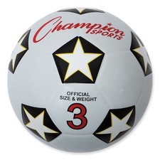 Champion Sports Rubber Sports Ball, Soccer, No. 3 Size, White/Black