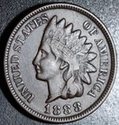 1888 INDIAN HEAD CENT - With LIBERTY & DIAMONDS - XF EF