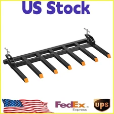 Clamp on Debris Forks for 68 in Bucket,7 Prong Design w/Dual Nut System,Tractor
