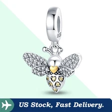 KUNSIR 925 Sterling Silver Charm for Bracelet Honeybee Dangle Pendant Bead Gift