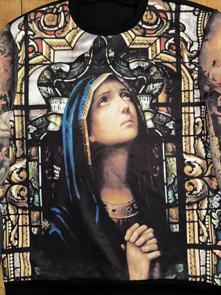 Topman 彩色玻璃 Jesus Mother Theresa 圆领运动衫男式中号 — 第 2/4 张图片