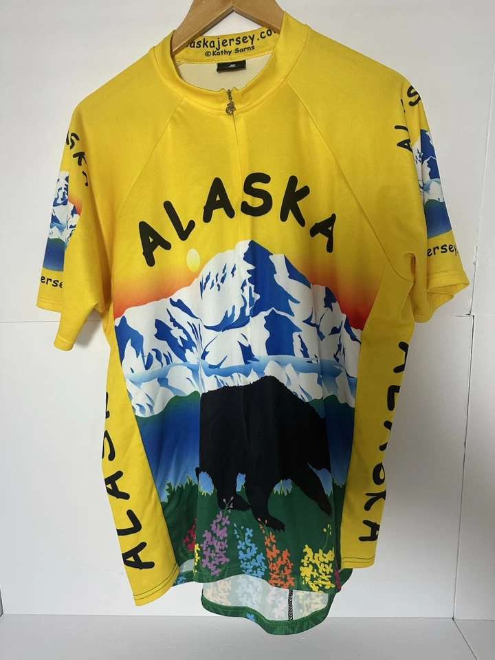 Camisa de ciclismo ALASKA Jersey Kathy Sarns manga curta 3/4 zíper bolsos traseiros XXL - Imagem 2 de 4