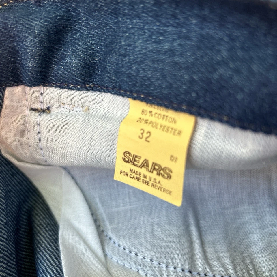 Pantalones de mezclilla para mujer vintage años 70 Sears EE. UU. etiquetados 32 se adapta a 32x30 arrugados Foto 3 de 3