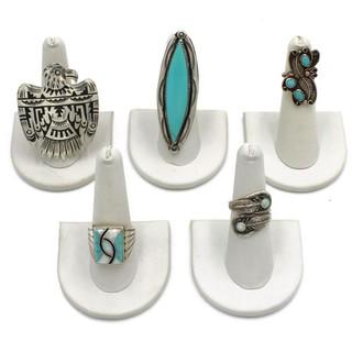 Southwest Signed Sterling Turquoise Opal Onyx Size 4 10 Rings Lot of 5 #S4532 5