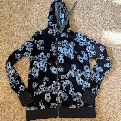 LuLaRoe Bethany Cozy Blue navy Floral Zip Up Hoodie Jacket Womens XSmall